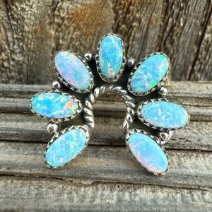 Naja Sterling Silver 925 and Fire Opal Women's Ring Adjustable